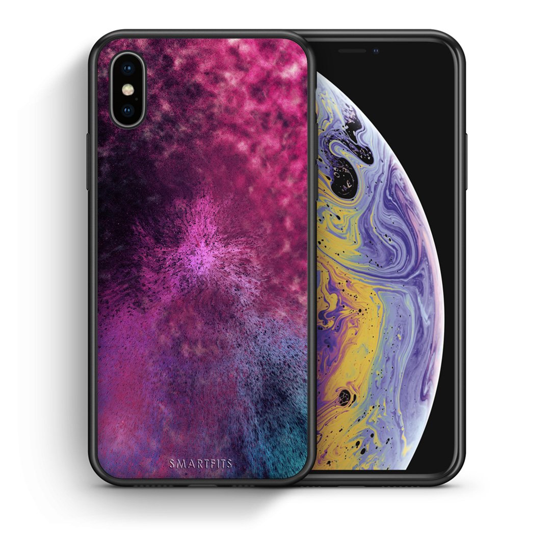 Θήκη iPhone Xs Max Aurora Galaxy από τη Smartfits με σχέδιο στο πίσω μέρος και μαύρο περίβλημα | iPhone Xs Max Aurora Galaxy case with colorful back and black bezels