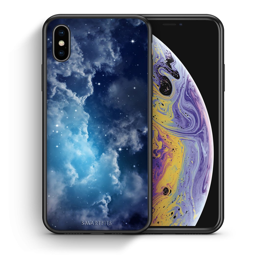 Θήκη iPhone X/Xs Blue Sky Galaxy από τη Smartfits με σχέδιο στο πίσω μέρος και μαύρο περίβλημα | iPhone X/Xs Blue Sky Galaxy case with colorful back and black bezels