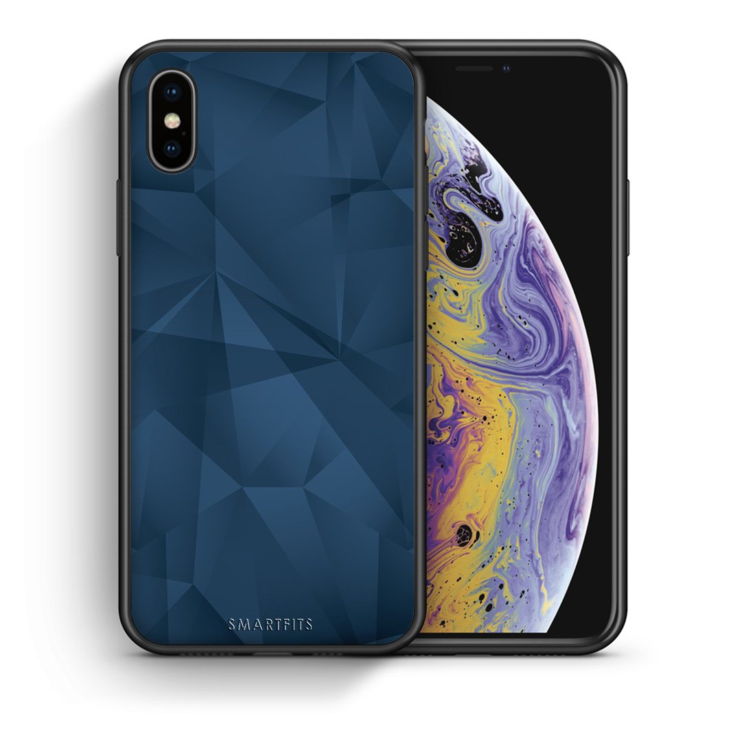 Θήκη iPhone Xs Max Blue Abstract Geometric από τη Smartfits με σχέδιο στο πίσω μέρος και μαύρο περίβλημα | iPhone Xs Max Blue Abstract Geometric case with colorful back and black bezels