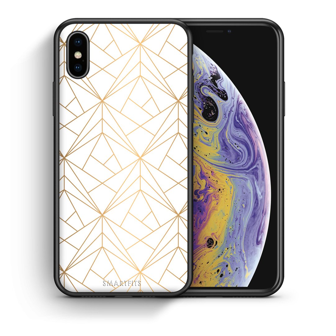 Θήκη iPhone Xs Max Luxury White Geometric από τη Smartfits με σχέδιο στο πίσω μέρος και μαύρο περίβλημα | iPhone Xs Max Luxury White Geometric case with colorful back and black bezels