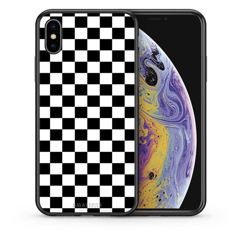Θήκη iPhone X/Xs Squares Geometric από τη Smartfits με σχέδιο στο πίσω μέρος και μαύρο περίβλημα | iPhone X/Xs Squares Geometric case with colorful back and black bezels
