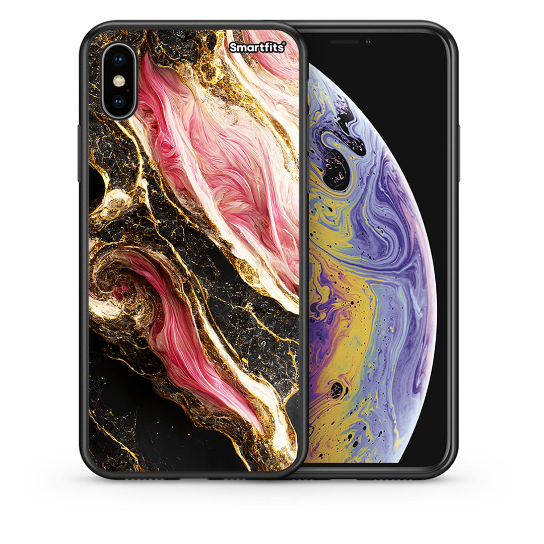 Θήκη iPhone X/Xs Glamorous Pink Marble από τη Smartfits με σχέδιο στο πίσω μέρος και μαύρο περίβλημα | iPhone X/Xs Glamorous Pink Marble case with colorful back and black bezels