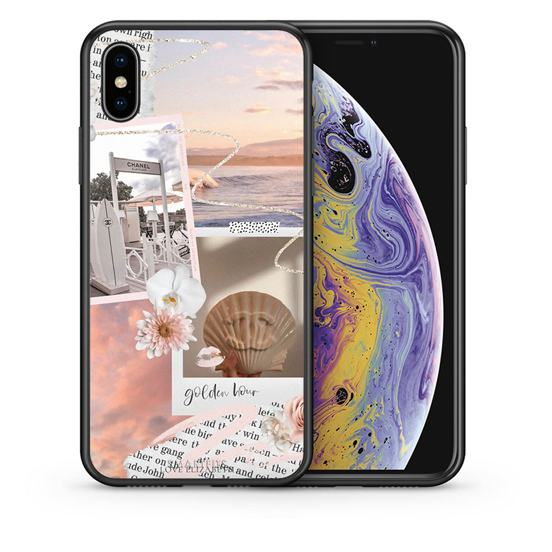 Θήκη Αγίου Βαλεντίνου iPhone Xs Max Golden Hour από τη Smartfits με σχέδιο στο πίσω μέρος και μαύρο περίβλημα | iPhone Xs Max Golden Hour case with colorful back and black bezels