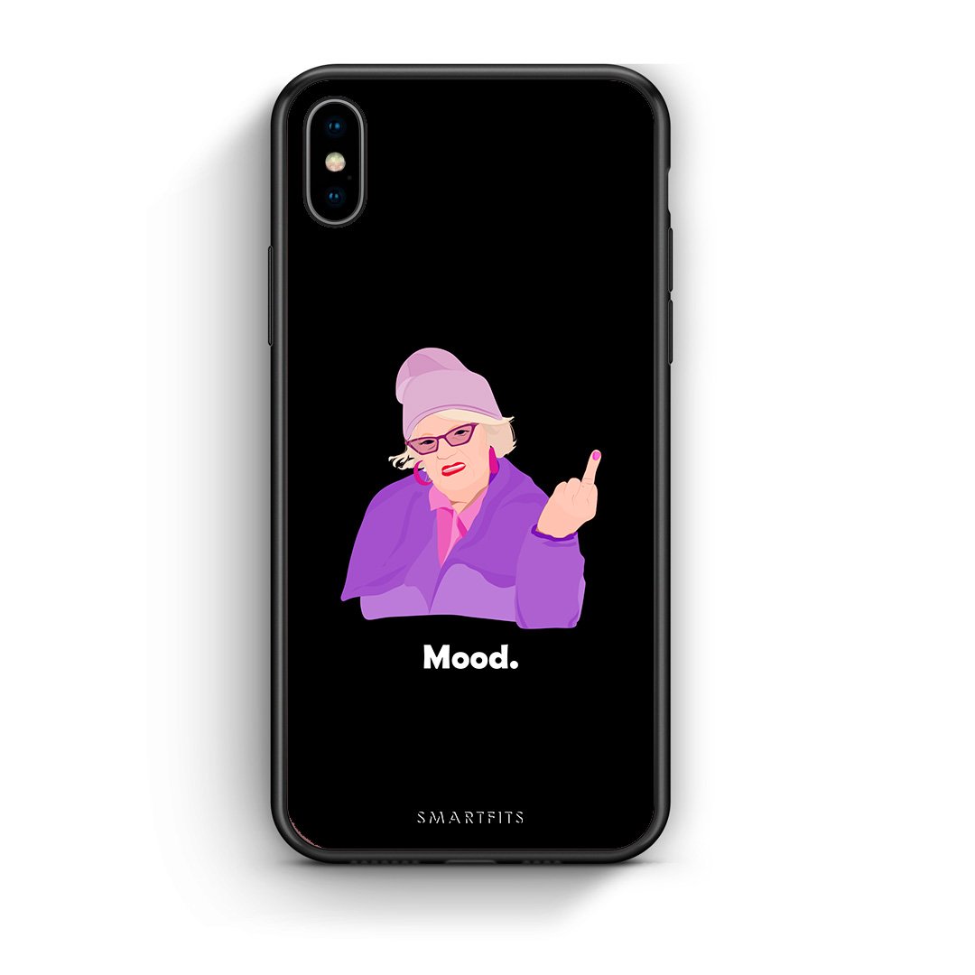 iPhone X/Xs Grandma Mood Black θήκη από τη Smartfits με σχέδιο στο πίσω μέρος και μαύρο περίβλημα | Smartphone case with colorful back and black bezels by Smartfits