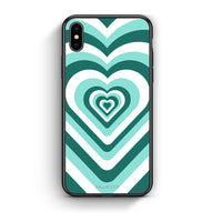 Thumbnail for iphone xs max Green Hearts θήκη από τη Smartfits με σχέδιο στο πίσω μέρος και μαύρο περίβλημα | Smartphone case with colorful back and black bezels by Smartfits