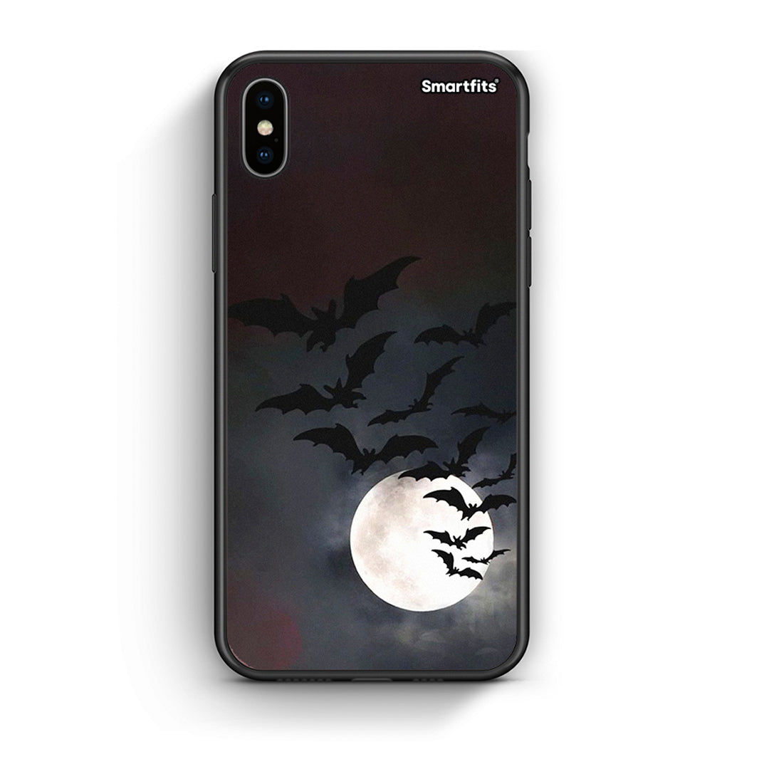 iPhone X / Xs Halloween Bat Night Θήκη από τη Smartfits με σχέδιο στο πίσω μέρος και μαύρο περίβλημα | Smartphone case with colorful back and black bezels by Smartfits