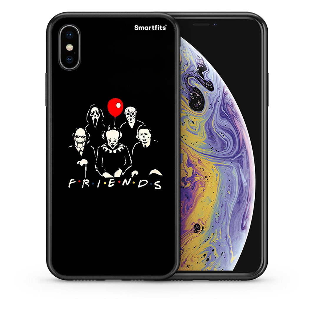 Θήκη iPhone Xs Max Halloween Friends από τη Smartfits με σχέδιο στο πίσω μέρος και μαύρο περίβλημα | iPhone Xs Max Halloween Friends case with colorful back and black bezels