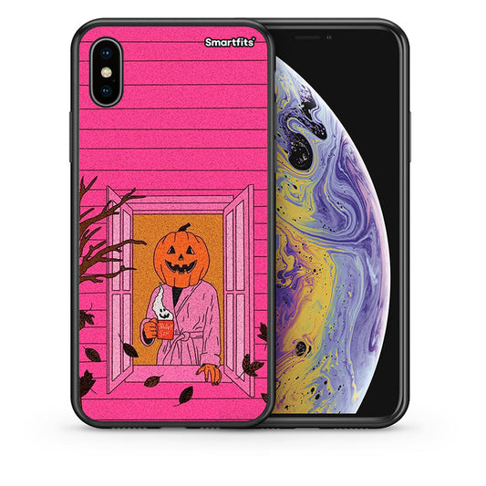 Θήκη iPhone Xs Max Halloween Pumpkin Lady από τη Smartfits με σχέδιο στο πίσω μέρος και μαύρο περίβλημα | iPhone Xs Max Halloween Pumpkin Lady case with colorful back and black bezels