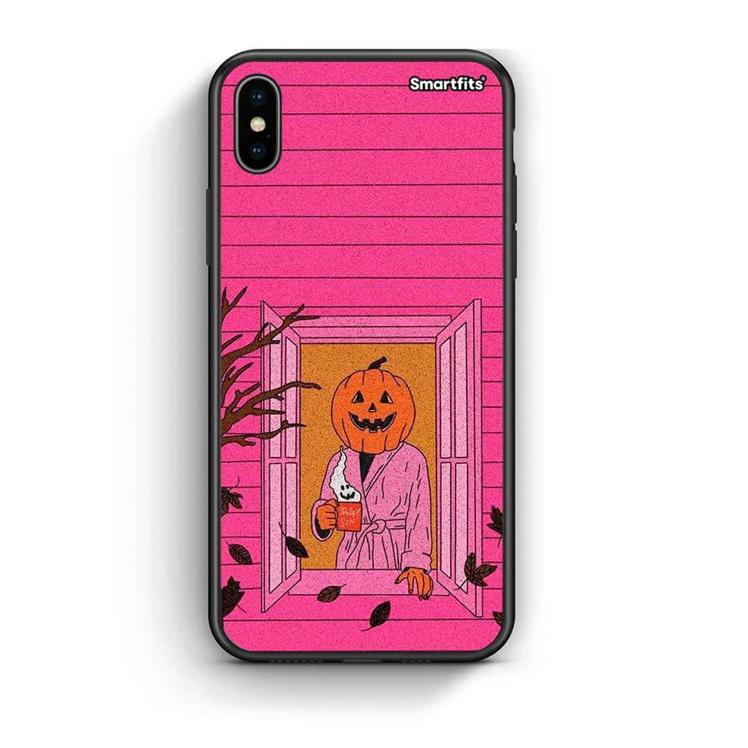 iphone xs max Halloween Pumpkin Lady Θήκη από τη Smartfits με σχέδιο στο πίσω μέρος και μαύρο περίβλημα | Smartphone case with colorful back and black bezels by Smartfits