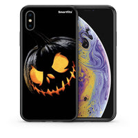 Thumbnail for Θήκη iPhone X / Xs Halloween Scary Pumpkin από τη Smartfits με σχέδιο στο πίσω μέρος και μαύρο περίβλημα | iPhone X / Xs Halloween Scary Pumpkin case with colorful back and black bezels