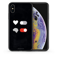 Thumbnail for Θήκη Αγίου Βαλεντίνου iPhone Xs Max Heart Vs Brain από τη Smartfits με σχέδιο στο πίσω μέρος και μαύρο περίβλημα | iPhone Xs Max Heart Vs Brain case with colorful back and black bezels