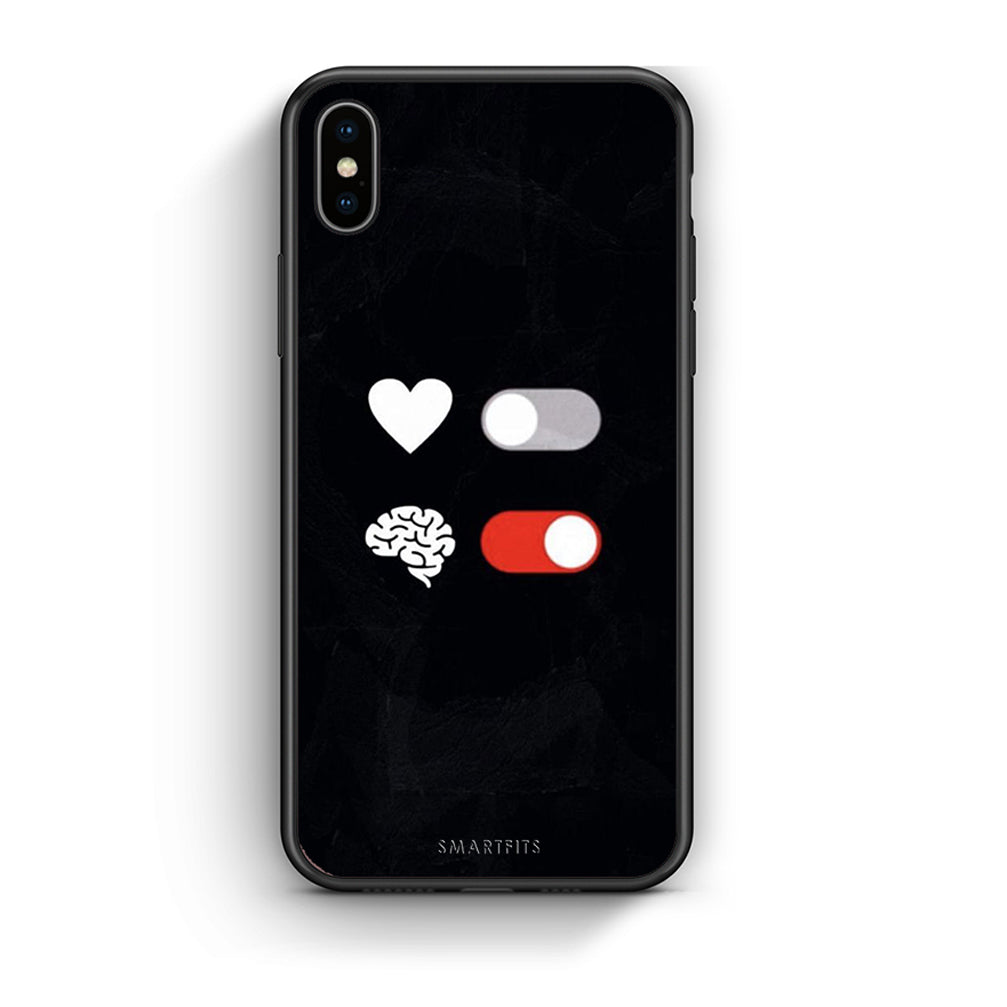 iphone xs max Heart Vs Brain Θήκη Αγίου Βαλεντίνου από τη Smartfits με σχέδιο στο πίσω μέρος και μαύρο περίβλημα | Smartphone case with colorful back and black bezels by Smartfits