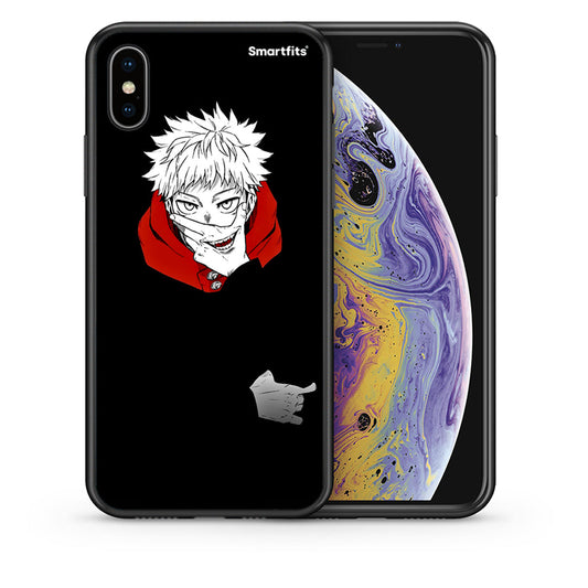 Θήκη iPhone X/Xs Itadori Anime από τη Smartfits με σχέδιο στο πίσω μέρος και μαύρο περίβλημα | iPhone X/Xs Itadori Anime case with colorful back and black bezels