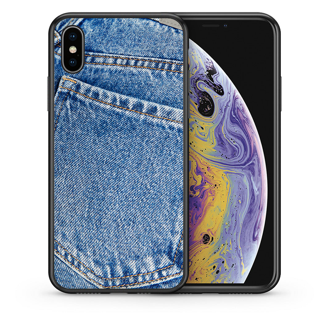 Θήκη iPhone Xs Max Jeans Pocket από τη Smartfits με σχέδιο στο πίσω μέρος και μαύρο περίβλημα | iPhone Xs Max Jeans Pocket case with colorful back and black bezels