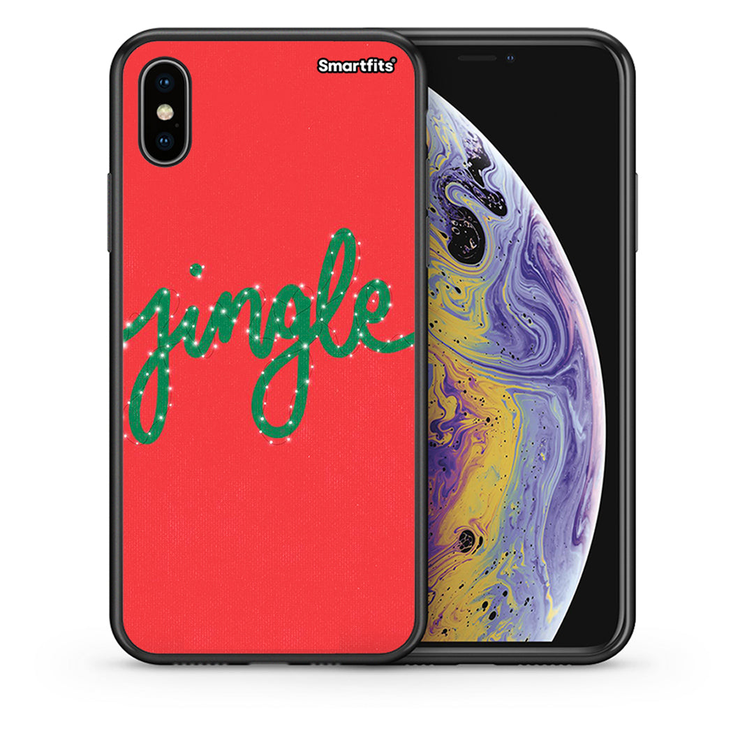 Θήκη iPhone X/Xs Jingle Xmas από τη Smartfits με σχέδιο στο πίσω μέρος και μαύρο περίβλημα | iPhone X/Xs Jingle Xmas case with colorful back and black bezels