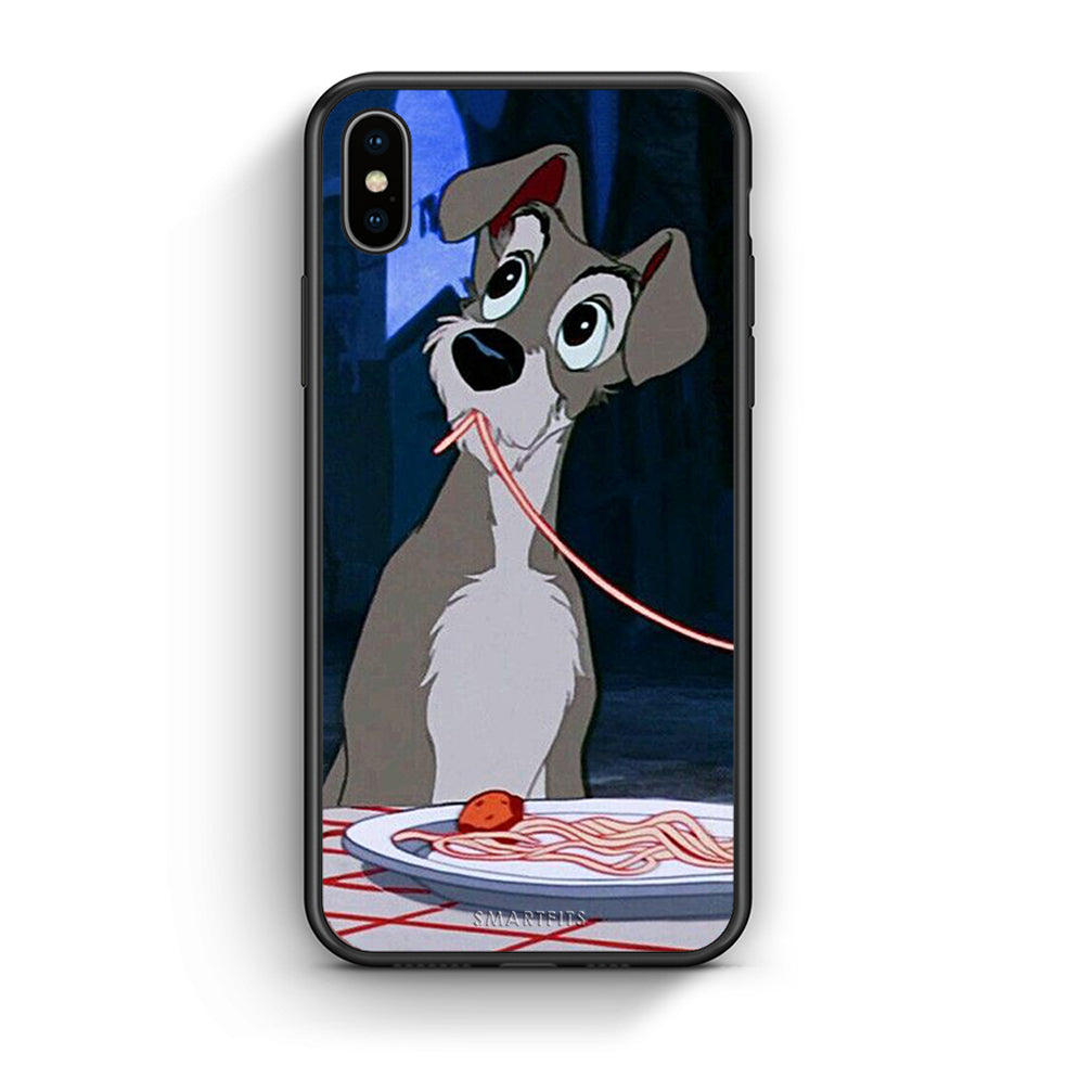 iPhone X / Xs Lady And Tramp 1 Θήκη Αγίου Βαλεντίνου από τη Smartfits με σχέδιο στο πίσω μέρος και μαύρο περίβλημα | Smartphone case with colorful back and black bezels by Smartfits