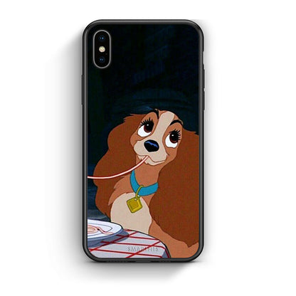 iPhone X / Xs Lady And Tramp 2 Θήκη Αγίου Βαλεντίνου από τη Smartfits με σχέδιο στο πίσω μέρος και μαύρο περίβλημα | Smartphone case with colorful back and black bezels by Smartfits