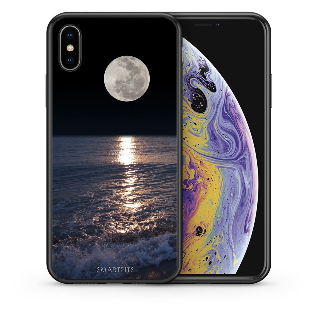 Θήκη iPhone Xs Max Moon Landscape από τη Smartfits με σχέδιο στο πίσω μέρος και μαύρο περίβλημα | iPhone Xs Max Moon Landscape case with colorful back and black bezels