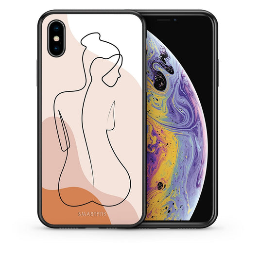 Θήκη iPhone Xs Max LineArt Woman από τη Smartfits με σχέδιο στο πίσω μέρος και μαύρο περίβλημα | iPhone Xs Max LineArt Woman case with colorful back and black bezels
