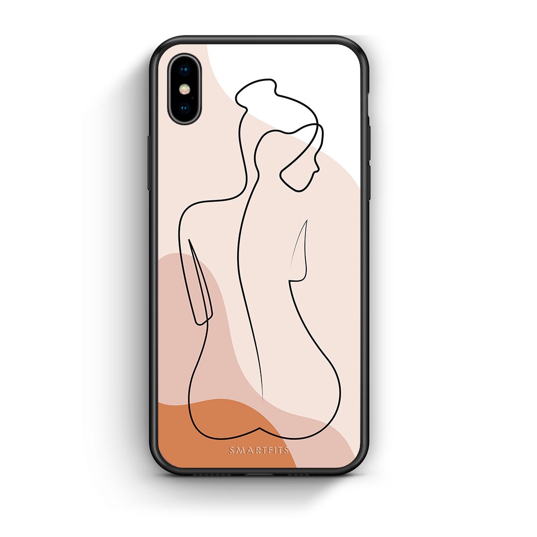 iPhone X/Xs LineArt Woman θήκη από τη Smartfits με σχέδιο στο πίσω μέρος και μαύρο περίβλημα | Smartphone case with colorful back and black bezels by Smartfits