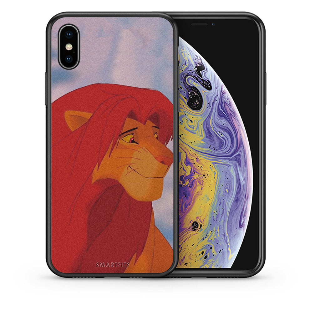 Θήκη Αγίου Βαλεντίνου iPhone Xs Max Lion Love 1 από τη Smartfits με σχέδιο στο πίσω μέρος και μαύρο περίβλημα | iPhone Xs Max Lion Love 1 case with colorful back and black bezels