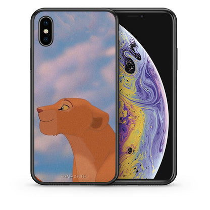 Θήκη Αγίου Βαλεντίνου iPhone Xs Max Lion Love 2 από τη Smartfits με σχέδιο στο πίσω μέρος και μαύρο περίβλημα | iPhone Xs Max Lion Love 2 case with colorful back and black bezels