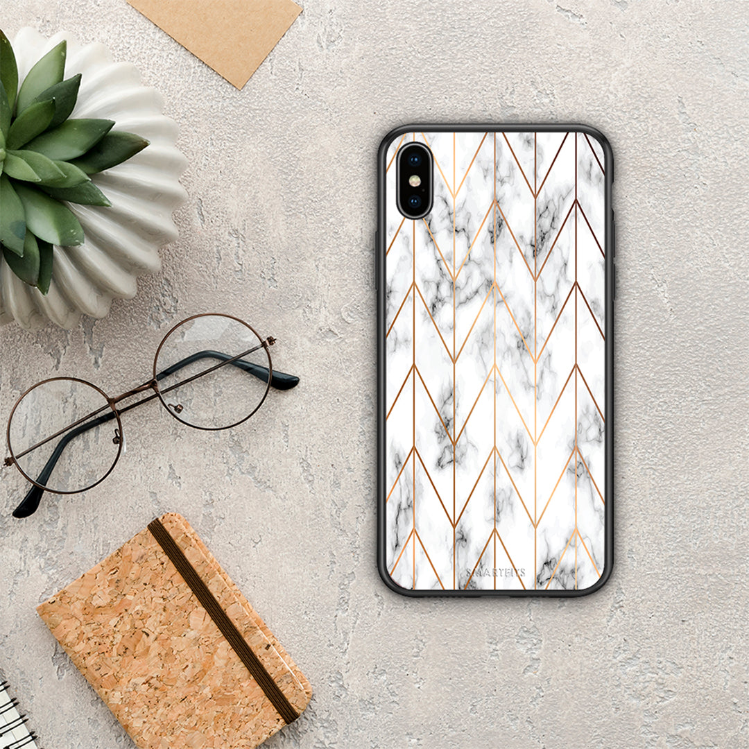 Marble Gold Geometric - iPhone Xs Max θήκη