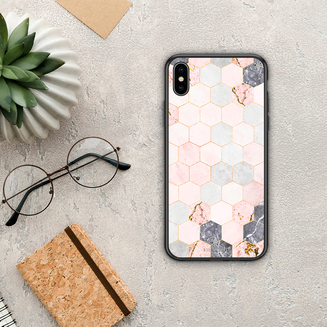 Marble Hexagon Pink - iPhone Xs Max θήκη