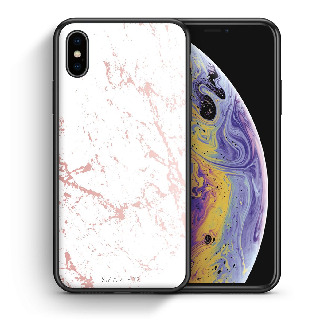Θήκη iPhone Xs Max Pink Splash Marble από τη Smartfits με σχέδιο στο πίσω μέρος και μαύρο περίβλημα | iPhone Xs Max Pink Splash Marble case with colorful back and black bezels