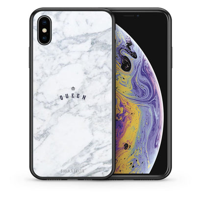 Θήκη iPhone X/Xs Queen Marble από τη Smartfits με σχέδιο στο πίσω μέρος και μαύρο περίβλημα | iPhone X/Xs Queen Marble case with colorful back and black bezels