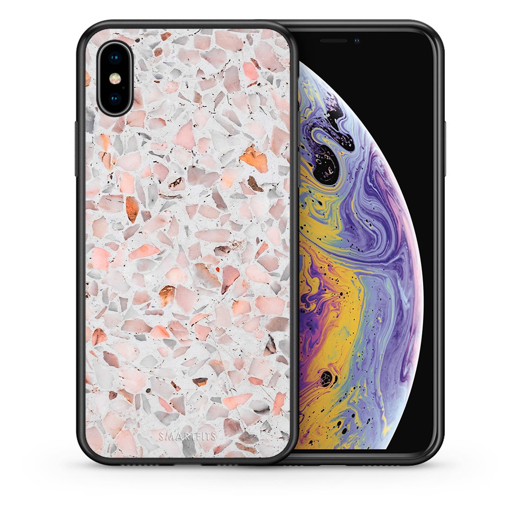 Θήκη iPhone Xs Max Marble Terrazzo από τη Smartfits με σχέδιο στο πίσω μέρος και μαύρο περίβλημα | iPhone Xs Max Marble Terrazzo case with colorful back and black bezels