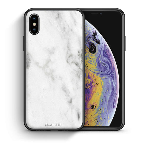 Θήκη iPhone Xs Max White Marble από τη Smartfits με σχέδιο στο πίσω μέρος και μαύρο περίβλημα | iPhone Xs Max White Marble case with colorful back and black bezels