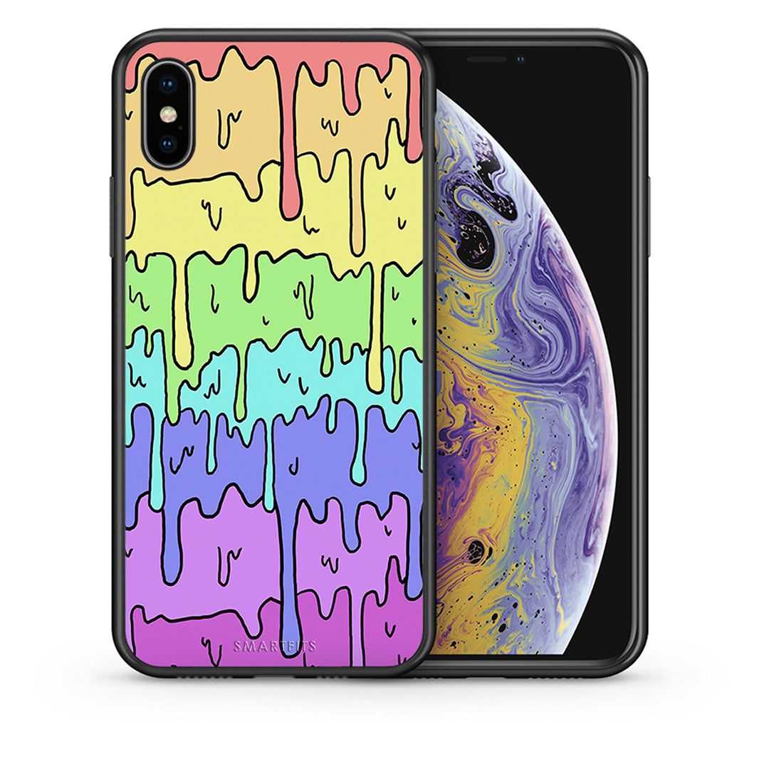 Θήκη iPhone Xs Max Melting Rainbow από τη Smartfits με σχέδιο στο πίσω μέρος και μαύρο περίβλημα | iPhone Xs Max Melting Rainbow case with colorful back and black bezels