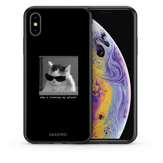 Θήκη iPhone X/Xs Meme Cat από τη Smartfits με σχέδιο στο πίσω μέρος και μαύρο περίβλημα | iPhone X/Xs Meme Cat case with colorful back and black bezels
