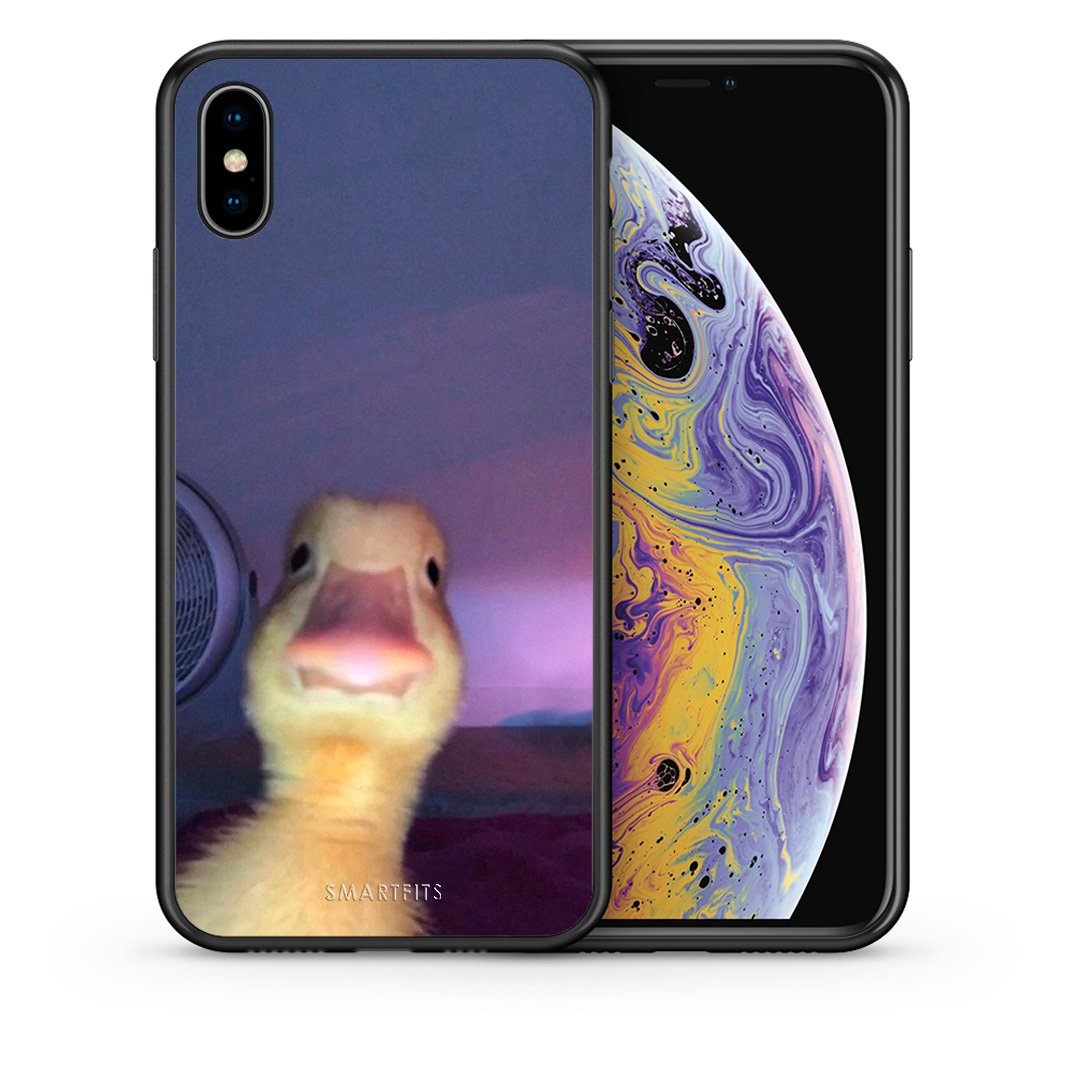 Θήκη iPhone Xs Max Meme Duck από τη Smartfits με σχέδιο στο πίσω μέρος και μαύρο περίβλημα | iPhone Xs Max Meme Duck case with colorful back and black bezels
