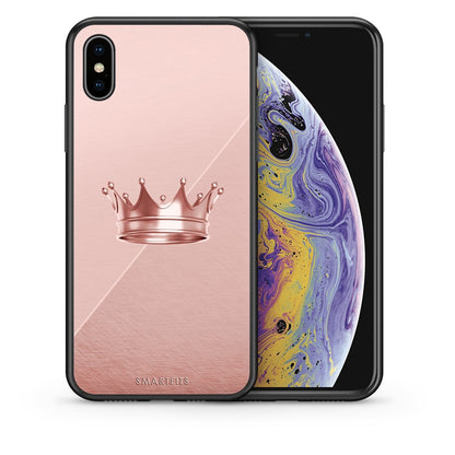 Θήκη iPhone Xs Max Crown Minimal από τη Smartfits με σχέδιο στο πίσω μέρος και μαύρο περίβλημα | iPhone Xs Max Crown Minimal case with colorful back and black bezels