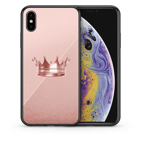 Θήκη iPhone Xs Max Crown Minimal από τη Smartfits με σχέδιο στο πίσω μέρος και μαύρο περίβλημα | iPhone Xs Max Crown Minimal case with colorful back and black bezels