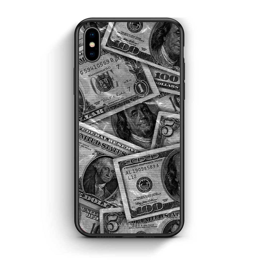 iPhone X/Xs Money Dollars θήκη από τη Smartfits με σχέδιο στο πίσω μέρος και μαύρο περίβλημα | Smartphone case with colorful back and black bezels by Smartfits