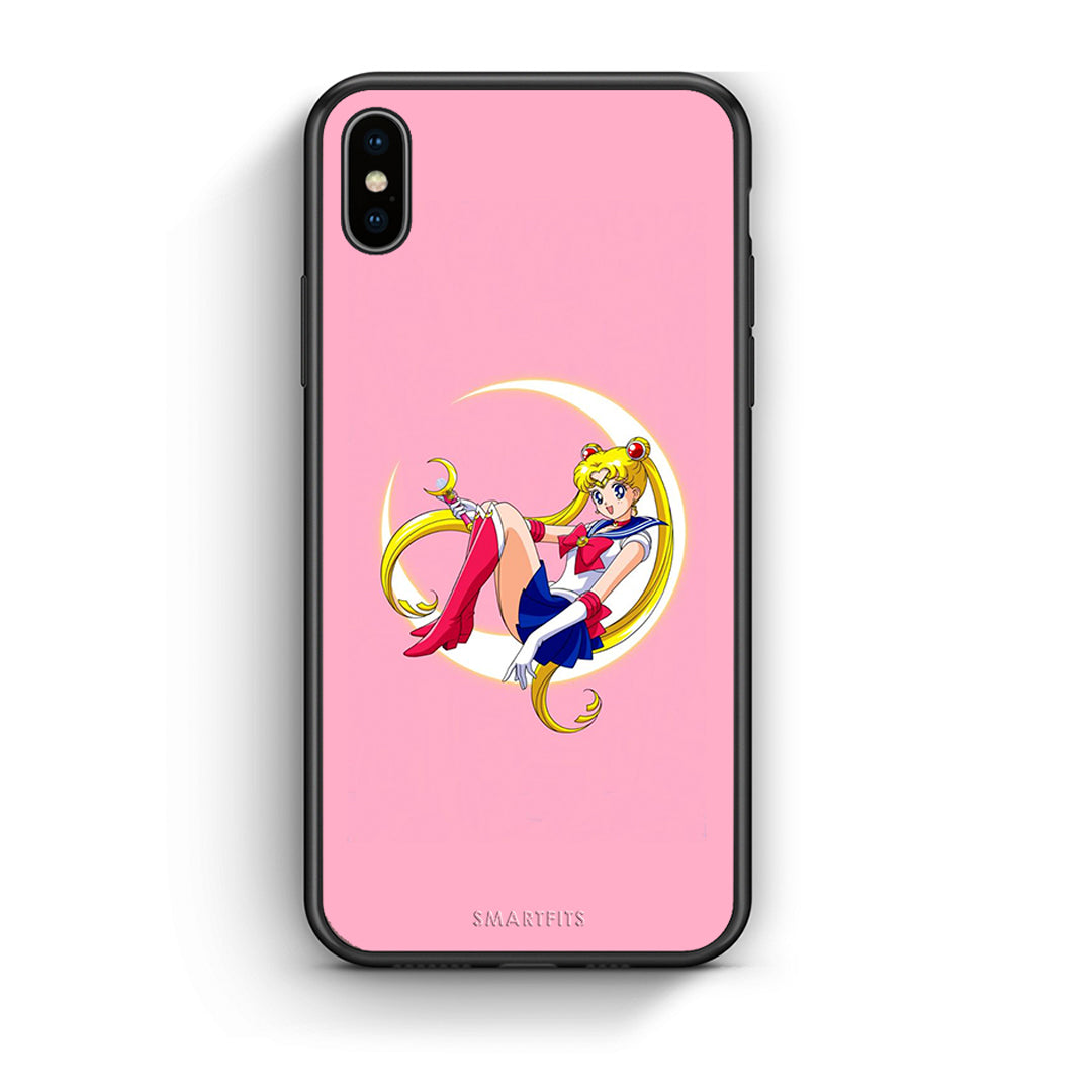 iphone xs max Moon Girl θήκη από τη Smartfits με σχέδιο στο πίσω μέρος και μαύρο περίβλημα | Smartphone case with colorful back and black bezels by Smartfits