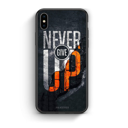 iphone xs max Never Give Up Θήκη Αγίου Βαλεντίνου από τη Smartfits με σχέδιο στο πίσω μέρος και μαύρο περίβλημα | Smartphone case with colorful back and black bezels by Smartfits