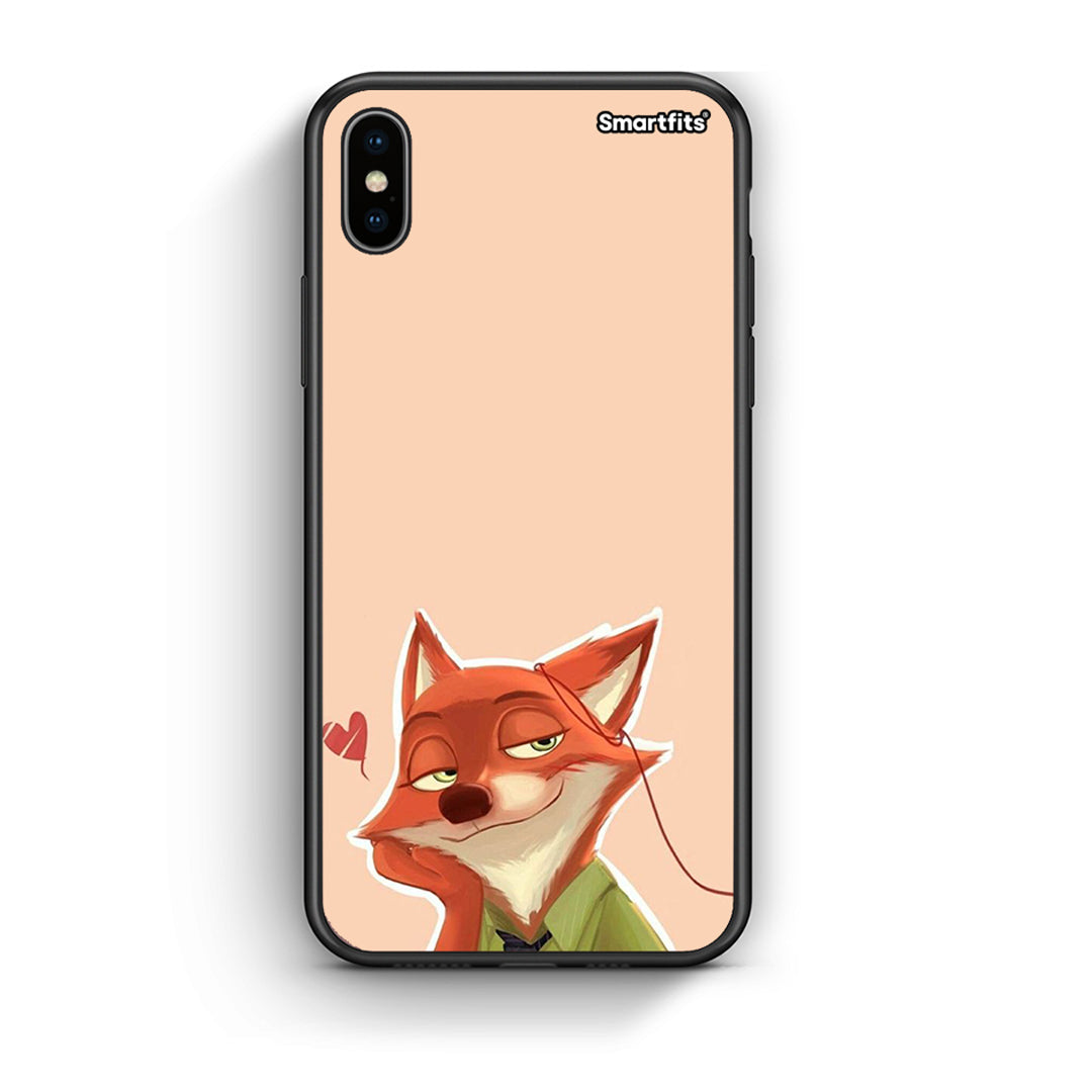 iPhone X/Xs Nick Wilde And Judy Hopps Love 1 θήκη από τη Smartfits με σχέδιο στο πίσω μέρος και μαύρο περίβλημα | Smartphone case with colorful back and black bezels by Smartfits