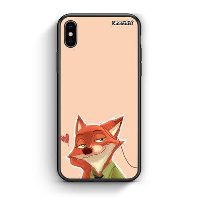 iPhone X/Xs Nick Wilde And Judy Hopps Love 1 θήκη από τη Smartfits με σχέδιο στο πίσω μέρος και μαύρο περίβλημα | Smartphone case with colorful back and black bezels by Smartfits