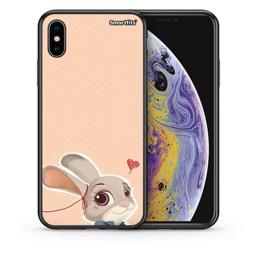 Θήκη iPhone X/Xs Nick Wilde And Judy Hopps Love 2 από τη Smartfits με σχέδιο στο πίσω μέρος και μαύρο περίβλημα | iPhone X/Xs Nick Wilde And Judy Hopps Love 2 case with colorful back and black bezels