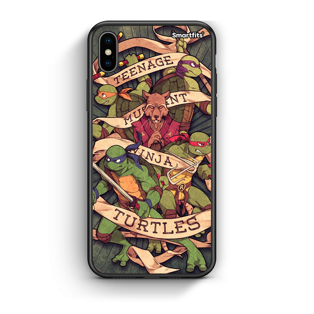 iPhone X/Xs Ninja Turtles θήκη από τη Smartfits με σχέδιο στο πίσω μέρος και μαύρο περίβλημα | Smartphone case with colorful back and black bezels by Smartfits