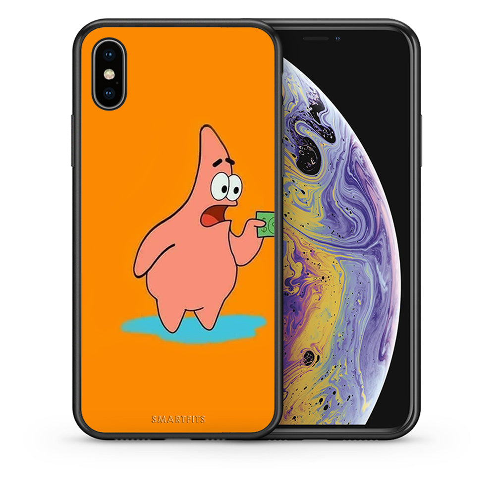 Θήκη Αγίου Βαλεντίνου iPhone X / Xs No Money 1 από τη Smartfits με σχέδιο στο πίσω μέρος και μαύρο περίβλημα | iPhone X / Xs No Money 1 case with colorful back and black bezels