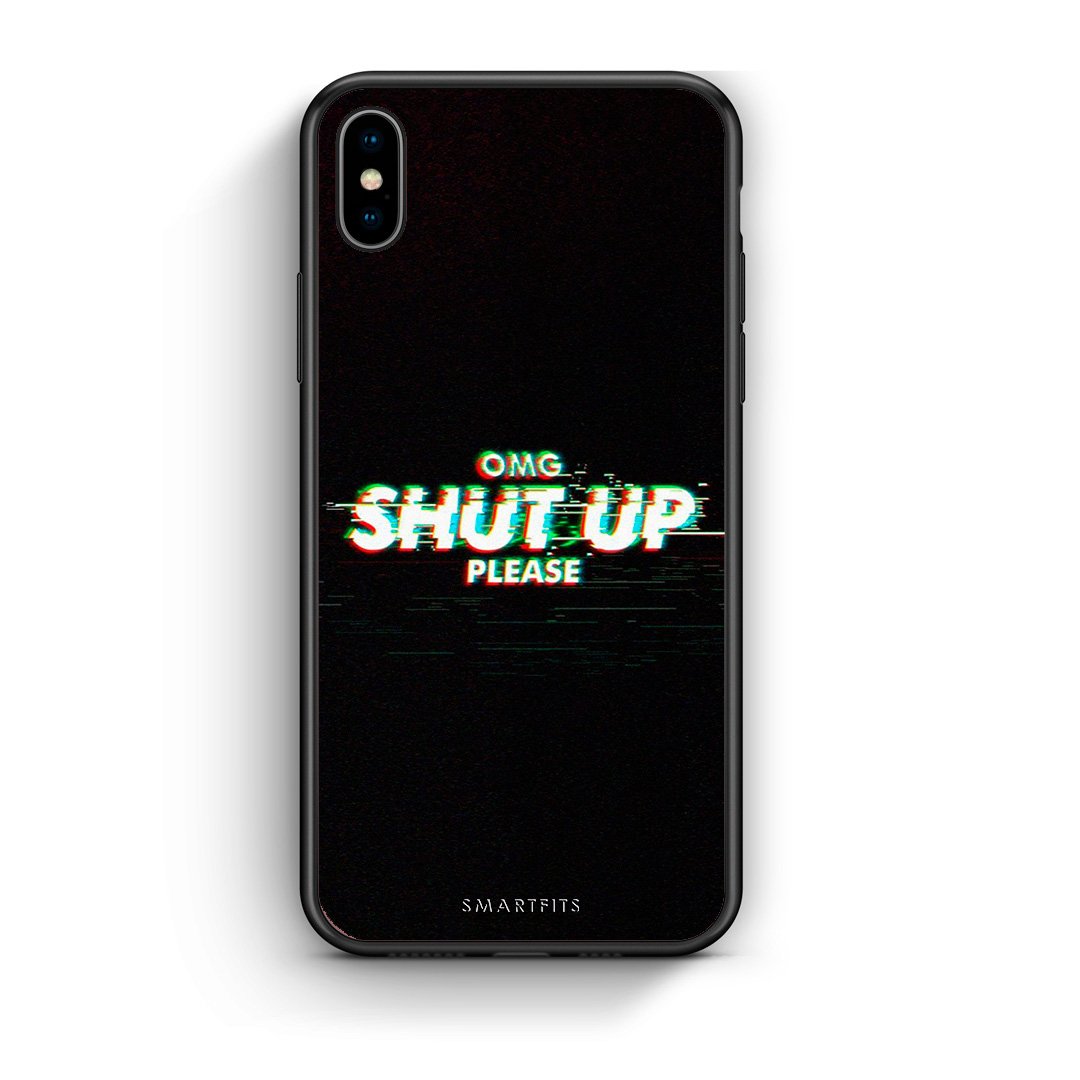 iPhone X/Xs OMG ShutUp θήκη από τη Smartfits με σχέδιο στο πίσω μέρος και μαύρο περίβλημα | Smartphone case with colorful back and black bezels by Smartfits