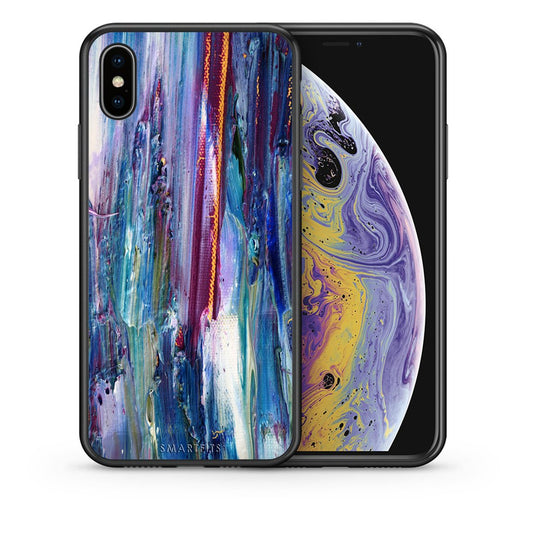 Θήκη iPhone Xs Max Winter Paint από τη Smartfits με σχέδιο στο πίσω μέρος και μαύρο περίβλημα | iPhone Xs Max Winter Paint case with colorful back and black bezels