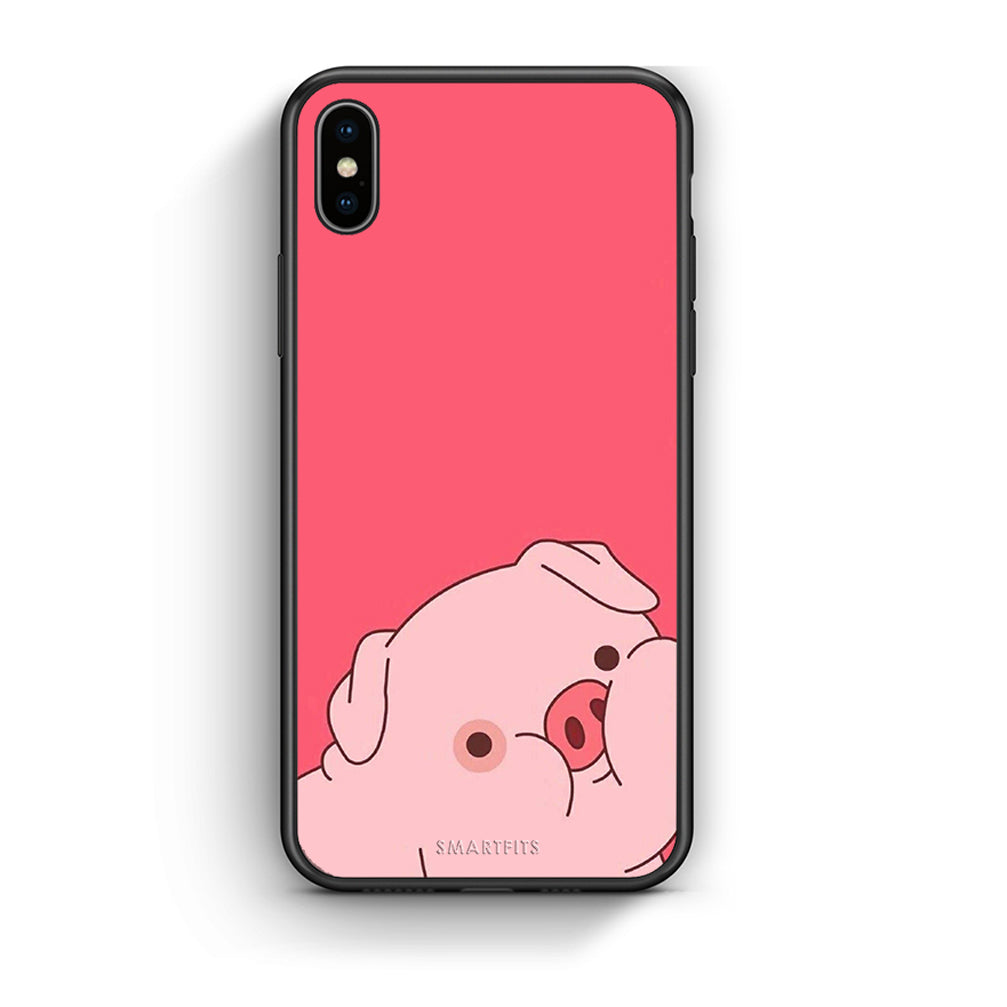 iPhone X / Xs Pig Love 1 Θήκη Αγίου Βαλεντίνου από τη Smartfits με σχέδιο στο πίσω μέρος και μαύρο περίβλημα | Smartphone case with colorful back and black bezels by Smartfits