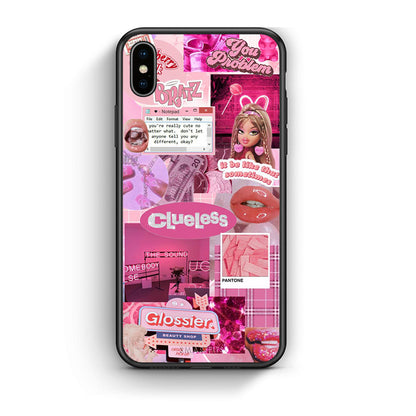 iPhone X / Xs Pink Love Θήκη Αγίου Βαλεντίνου από τη Smartfits με σχέδιο στο πίσω μέρος και μαύρο περίβλημα | Smartphone case with colorful back and black bezels by Smartfits