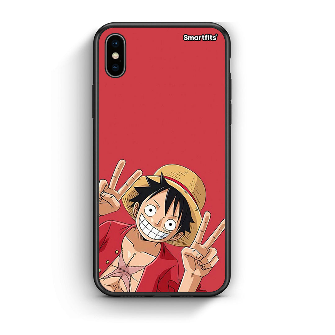 iPhone X / Xs Pirate Luffy Θήκη από τη Smartfits με σχέδιο στο πίσω μέρος και μαύρο περίβλημα | Smartphone case with colorful back and black bezels by Smartfits